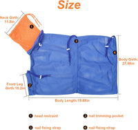 Cat Bathing Bag Anti Scratch Grooming Shower Washing Bag for Nail - Blue-Orange - image 2