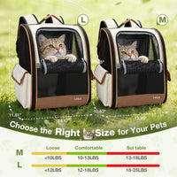 Lekereise Dog Carrier Backpack for Small Medium Dogs Cats up to 18 lbs - Beige / M-Mesh Window - image 4