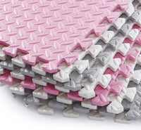 Foam Play Mat for Baby, Soft Non-Toxic Baby Playmat - White/Light Gray/Pink / 16 Pcs/47.2*47.2 - image 4