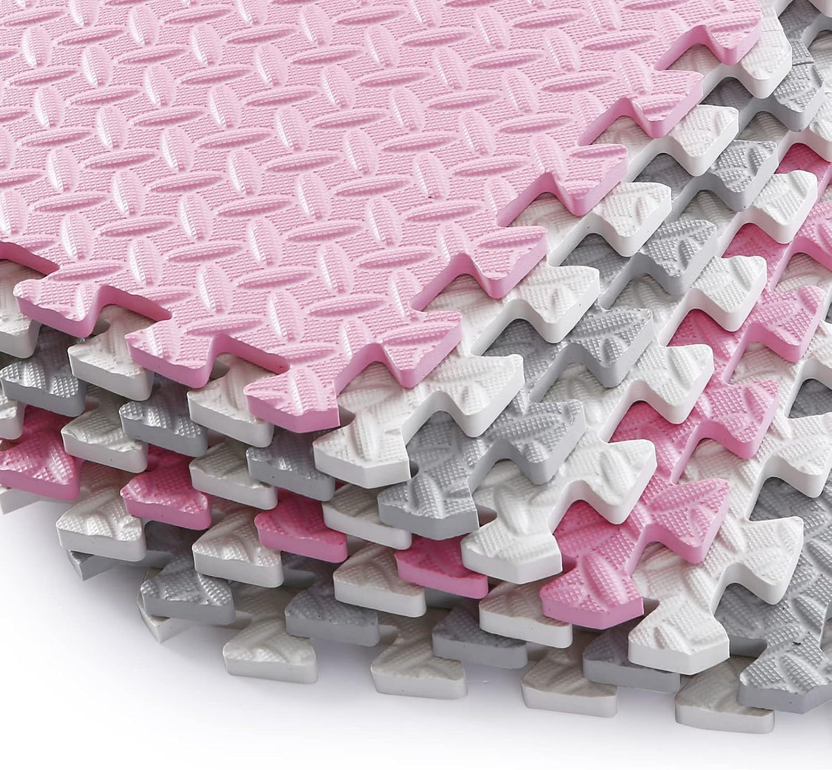 Foam Play Mat for Baby, Soft Non-Toxic Baby Playmat - White/Light Gray/Pink / 16 Pcs/47.2*47.2 - image 4