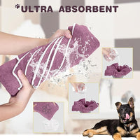 Chumia 4 Pack Dog Towels for Drying Large Microfiber Grooming Tools Absorbent Soft Bath Supplies with Embroidered Paw for Small Medium Pet Products(30 x 50 Inch,Purple)