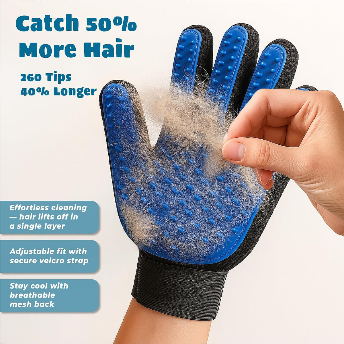Pet Grooming Gloves – Efficient Dog & Cat Grooming Gloves 2-in-1 Deshedding Glove & Massage Mitt - image 2