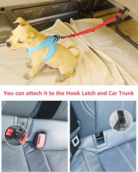 AUBELL Dog Seat Belt for Car,Updated 3-in-1 Adjustable Reflective Bungee Heavy Duty Dog Car Harness Tether with Clip Hook Latch & Buckle,Swivel Zinc Alloy Carabiner,Red