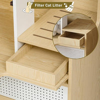 Cat Litter Box Enclosure Furniture Hidden Indoor 2-in-1 Wooden Cat House & Washroom Cabinet with Drawer for 2 Cats, 31.4"x15.7"x44.8"H