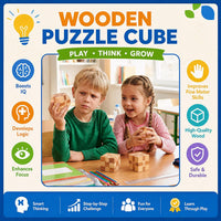 4 Pack Wooden Puzzle Brain Teasers Toy for Kids 3D Puzzles for Teens – Fun for Kids & Family - image 4