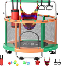 55" Toddler Mini Trampoline for Kids - Green-Orange