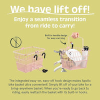 Retrospec Apollo Detachable Front Bike Basket Steel Half-Mesh with Integrated Detachable Hooks and Built-In Handle, Easy Assembly and Portability for Bicycles