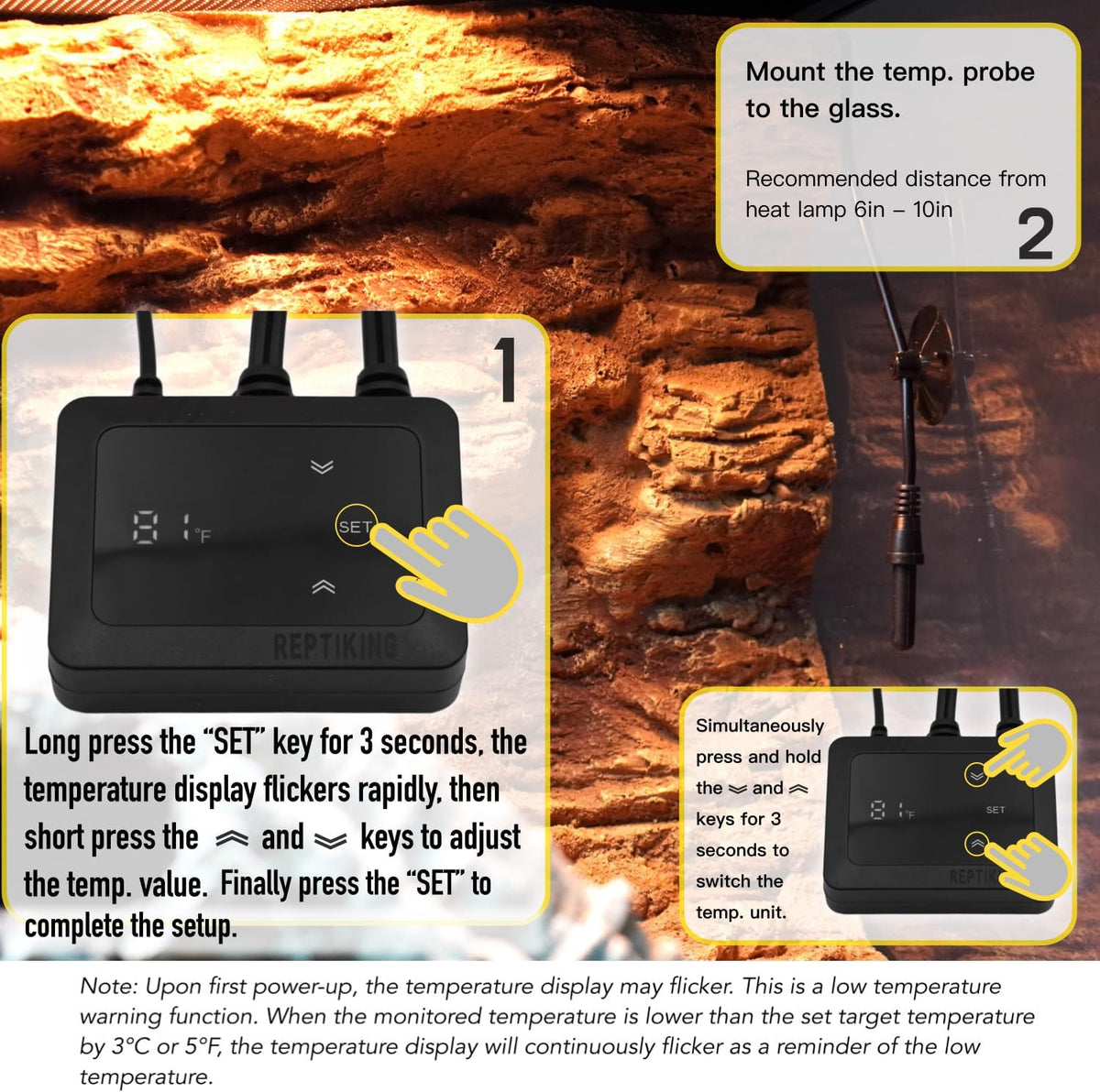 Reptile Dimming Thermostat, Heat Lamp Temperature Controller - image 4