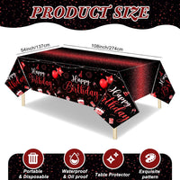 Tudomro 3 Pcs Plastic Happy Birthday Party Tablecloths - Black Red / 3 - image 4