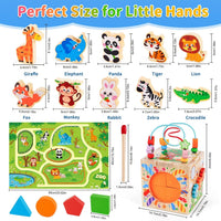 KMTJT 7-in-1 wooden activity cube with bead maze, learning clock and shape sorter - view 3
