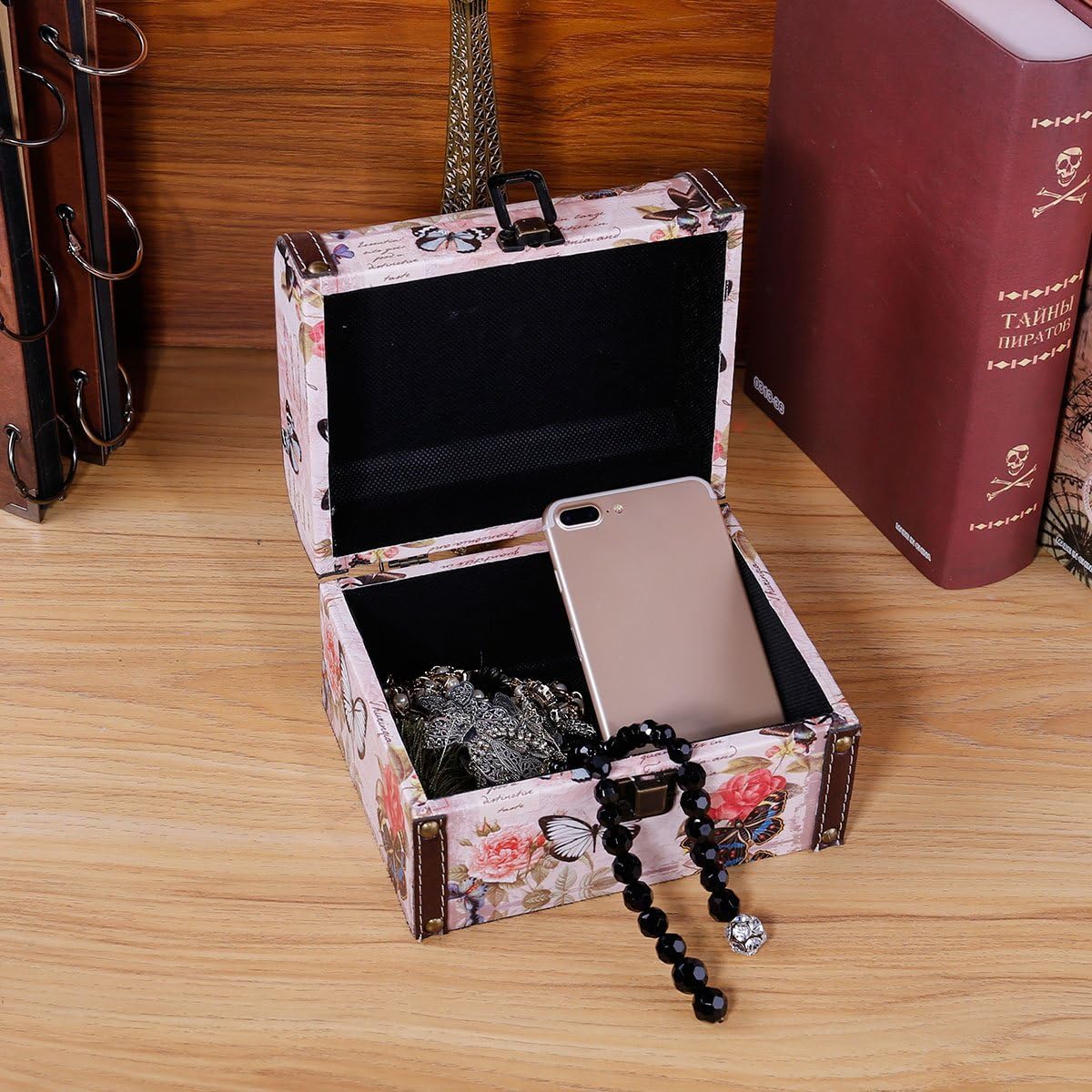 WaaHome Treasure Box 7.1'' British Flag Decorative Wooden Jewelry - Buttefly - image 2
