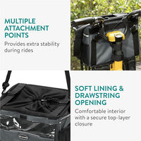 Navaris Pet Carrier for Bikes - Bike Basket Dog Carrier - Ideal Carriers for Small to Medium Dogs Up to 10kg (22lbs) - Drawstring Bag with Secure Locks and Strap - Grey
