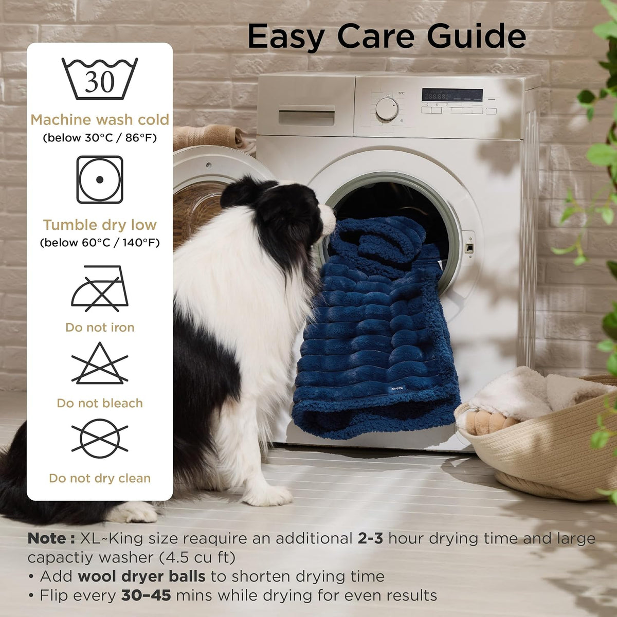 Bedsure ComfyFleece Waterproof Dog Blankets for Large Dogs - M(30x40")-1pc / Night Blue - image 4