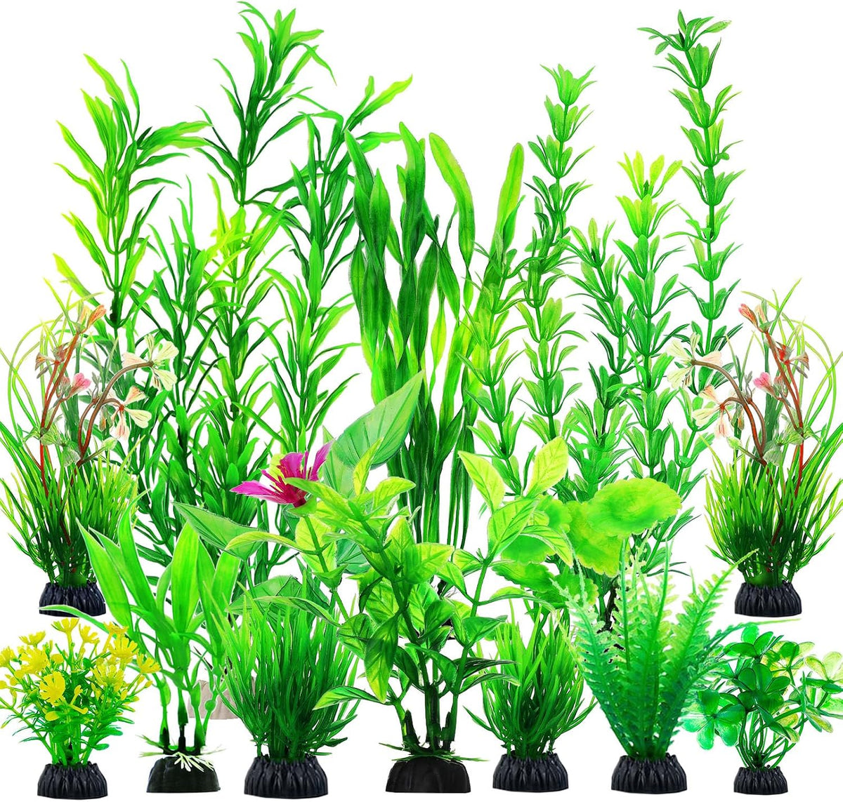 CousDUoBe 12pcs Fish Tank Accessories Aquarium Decorations Green - 12Pack (2inch to 8.6inch)