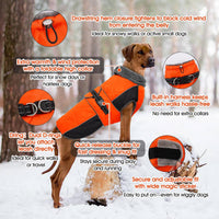 QBLEEV Warm Dog Jacket, Waterproof Dog Winter Coat with Harness – Essentials for Dogs - Orange / X-Large - image 2