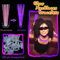 ILHSTY 100 pack green 8 inch glow sticks with connectors for necklaces - view 32