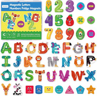 Auzesto 48 magnetic letters and numbers shaped like animals, fruits and vegetables