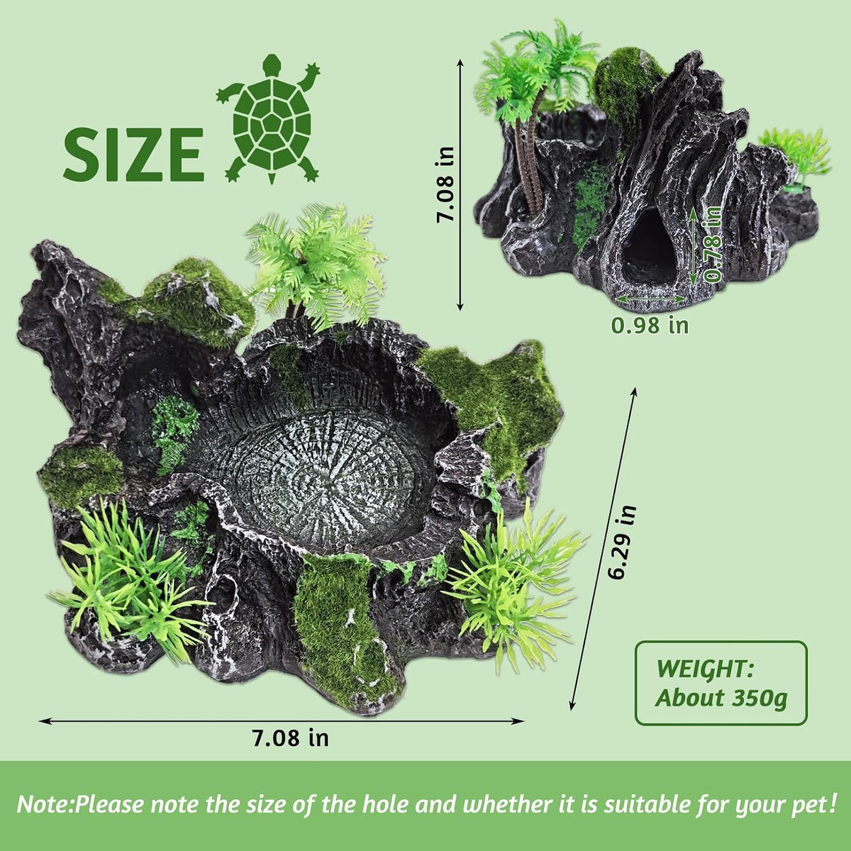 PINVNBY Reptile Water Dish, Snake Water Bowl - With Moss - image 2