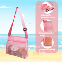MUYIZI Mesh Beach Bag for Shells Collecting 3 Pack - Pink+Purple+Green - image 3
