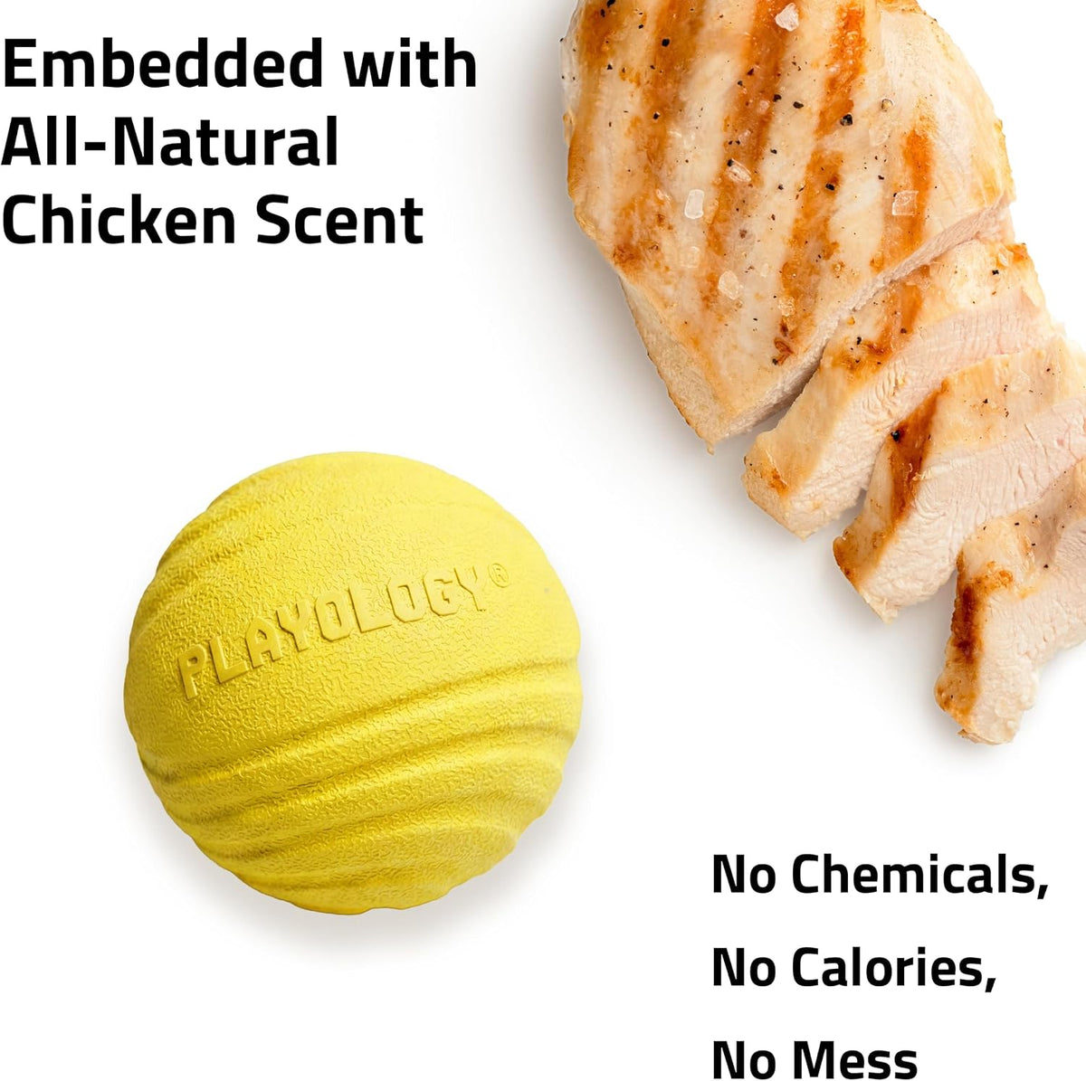Playology Durable Large Dual Layer Dog Ball, Peanut Butter Scent - Jumbo / Chicken - image 4
