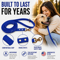 Biothane Leash, Brass, 6 ft x 5/8, Black – Essentials for Dogs - 3/4 / Blue - image 4