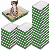 Amyhill 30 Pack Disposable Cat Litter Box Paper Pet Trays - Green