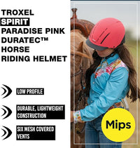Troxel Spirit MIPS Technology Full Coverage Horse Riding Helmet, Horseback Riding Gear for Equestrians, Large (7-3/8-7-3/4), Pink Duratec