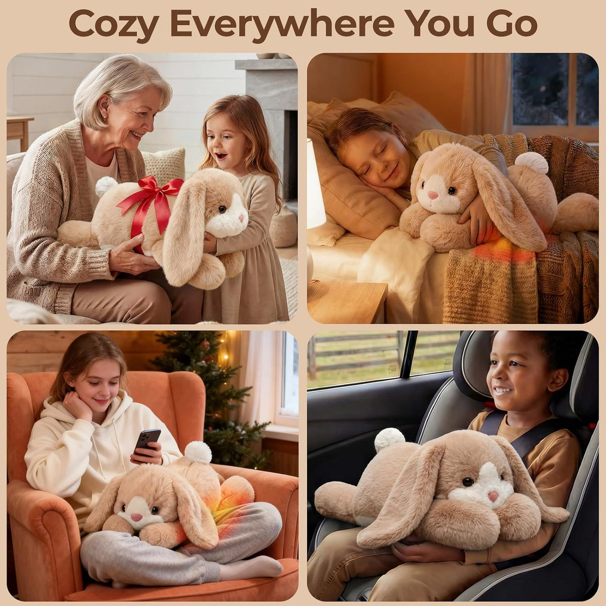 Mewaii Weighted Stuffed Animals Cow Plush, Heatable Coolable - Cream White - image 4