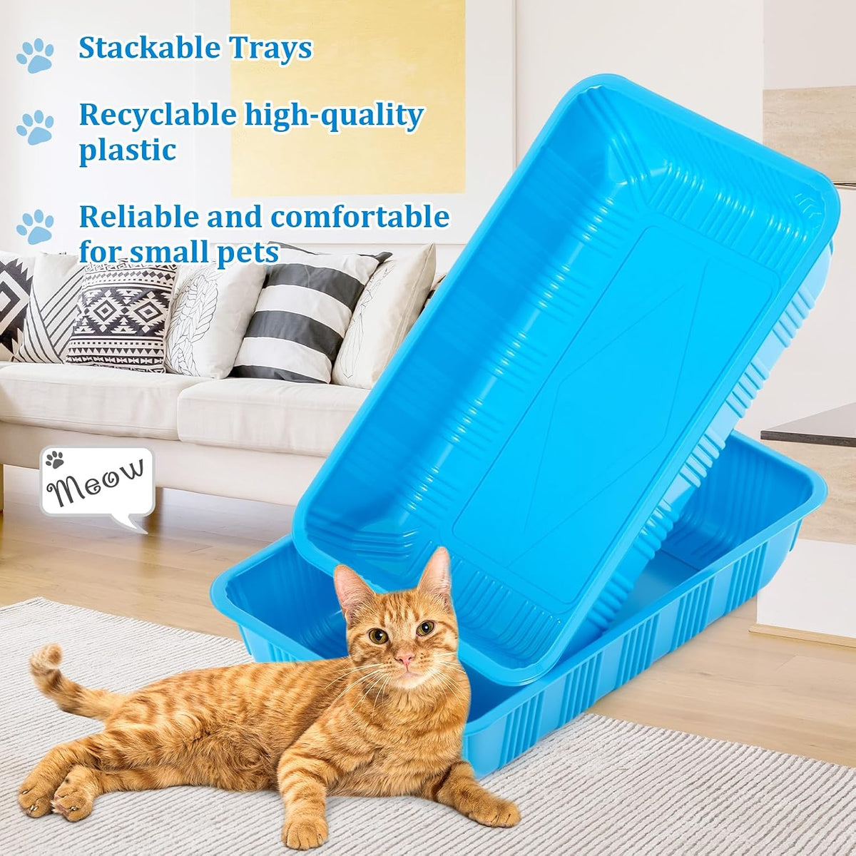 Tessco for you 30 Pack Disposable Litter Boxes for Cats - Blue - image 3