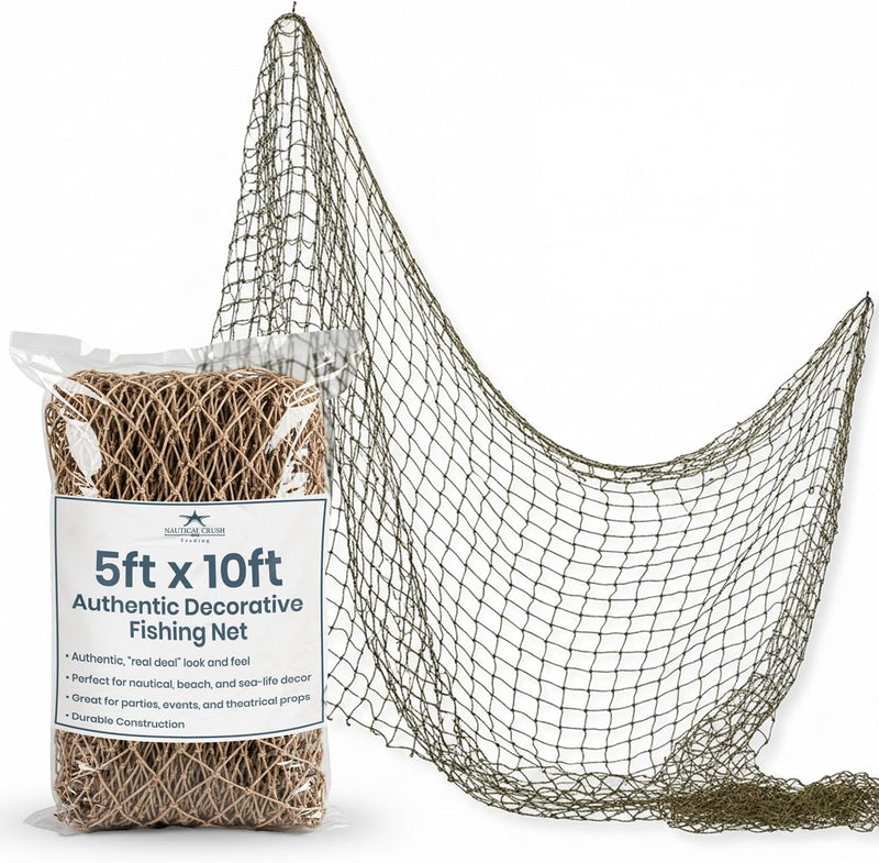 9GreenBox Nautical Decorative Fish Net 5' X 10', Fish Netting