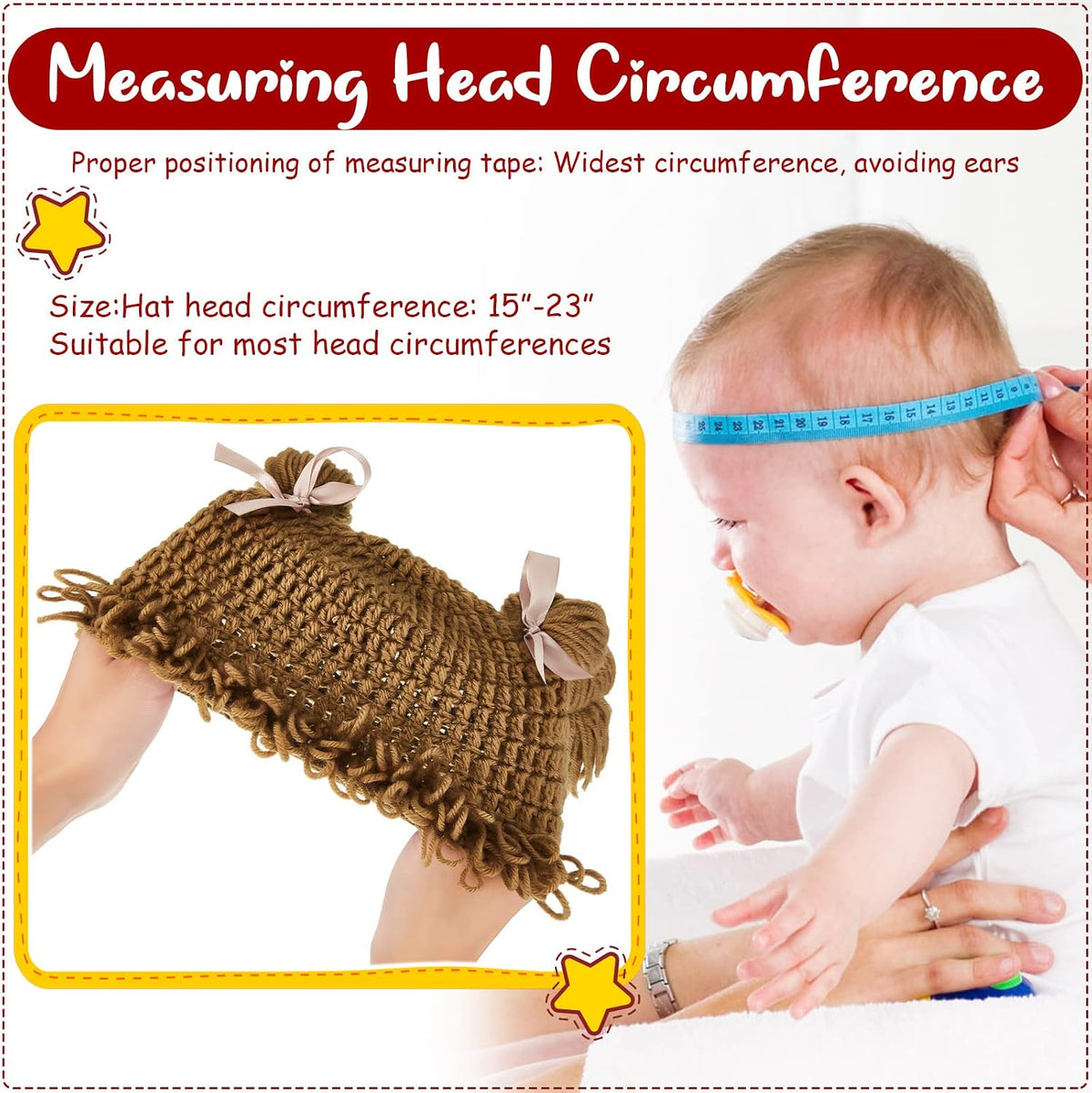 Halloween Cabbage Costume Yarn Wig - Brown 1 / Loop Pigtails - image 2