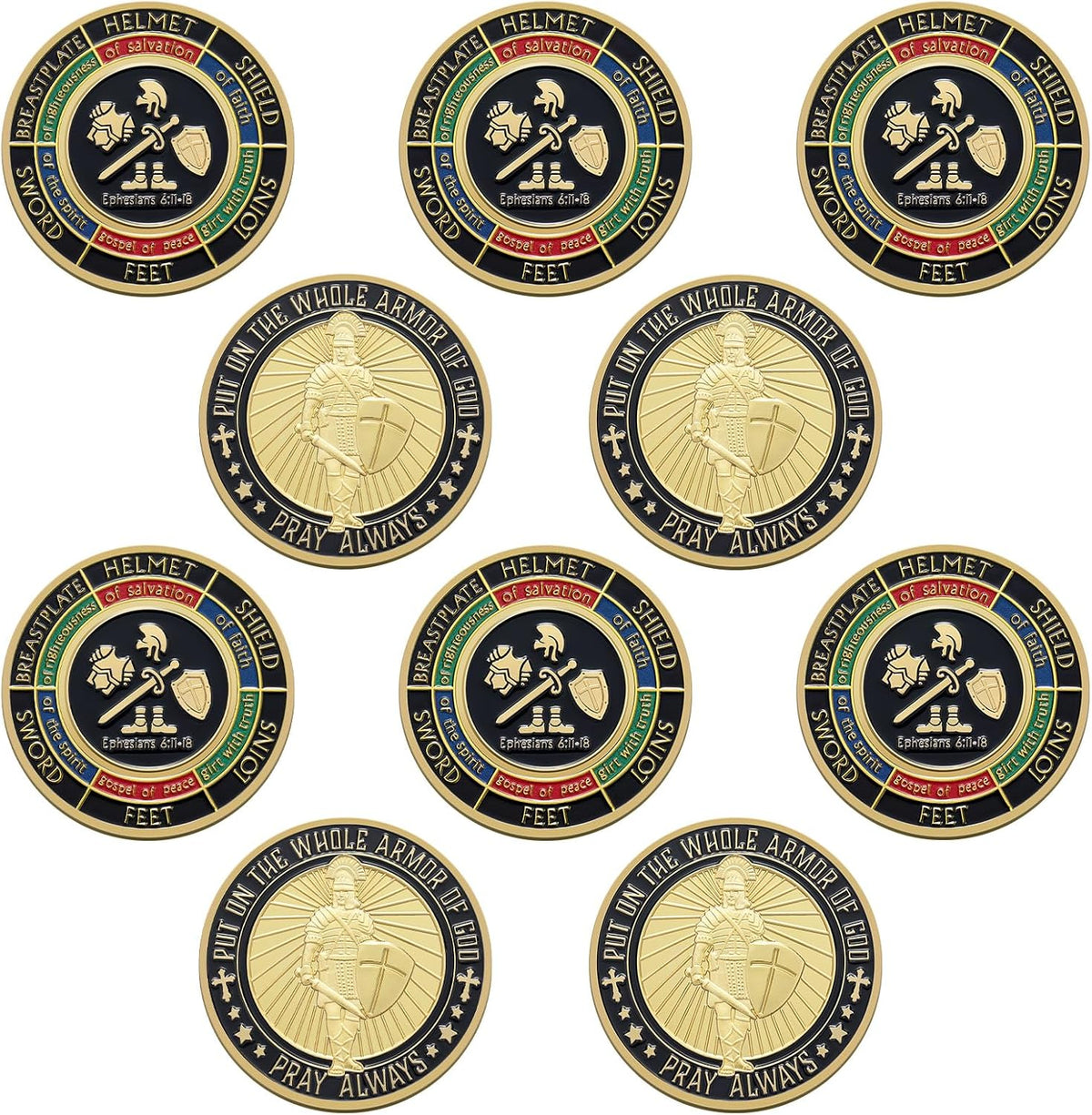 Nosiny 10 piece armor of God prayer coins in classic style alloy metal - view 7