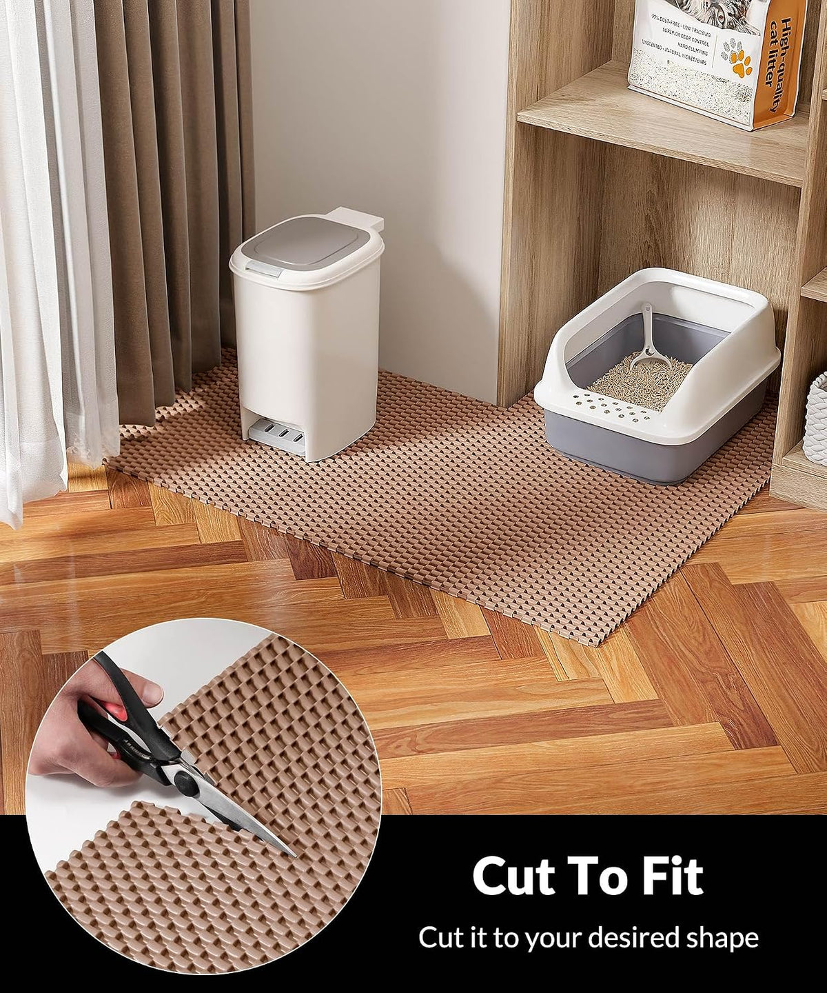 Cat Litter Mat, Cut to Fit Any Place - Khaki / 35x23 Inch - image 2
