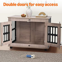 Amazon Basics Heavy Duty Dog Crate Furniture for Small Dogs, Wooden Decorative Dog Kennel Cage Indoor with Safety Lock, 32.5" L x 25.6" W x 21.9" H