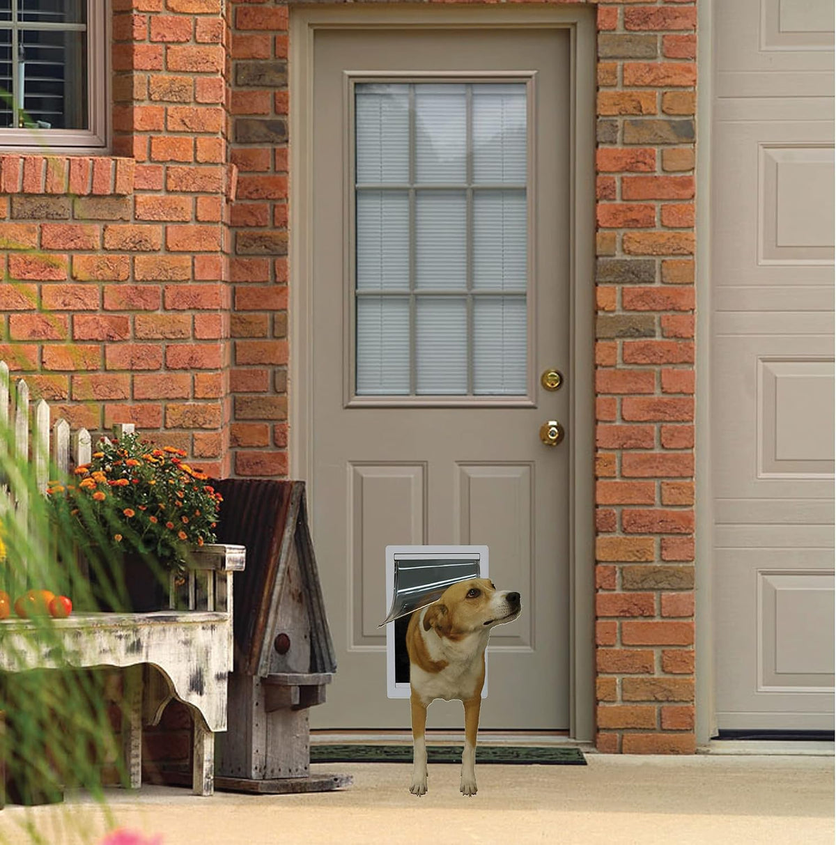 Ideal Pet Products Designer Series Plastic Pet Door – Essentials for Dogs - White / Medium - 7" x 11.25" Flap