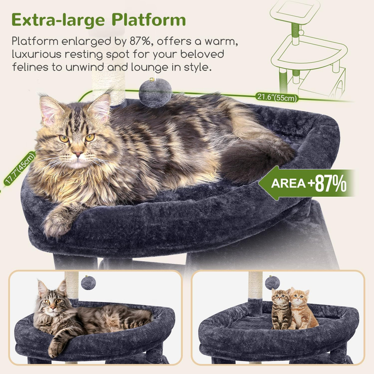 Globlazer Giant Cat Tree for Indoor Large Cats, F83 - 83inch / Dark Grey - image 2