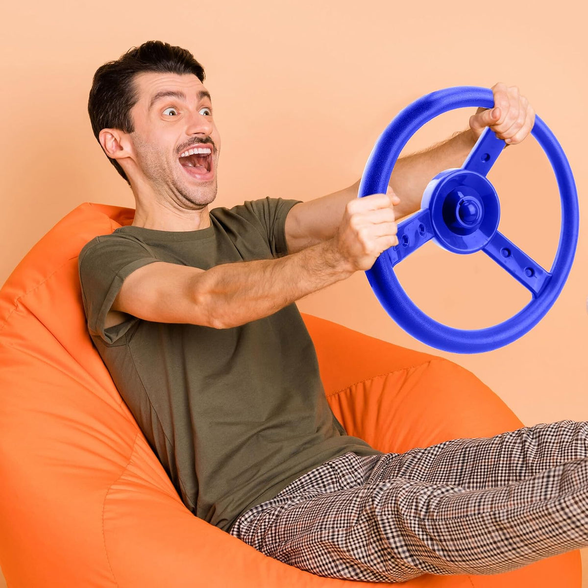Haconba plastic pirate ship steering wheels for playsets in blue and red with mounting hardware - view 18