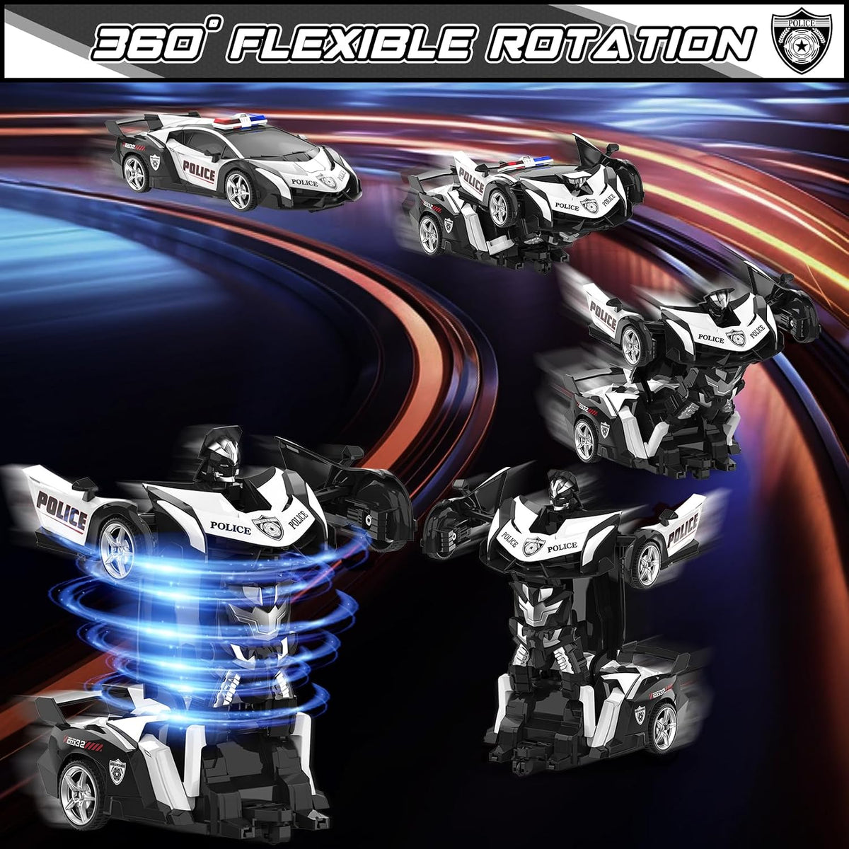 BLUEJAY Transform RC Cars for Boys 3-12 - Police - image 2