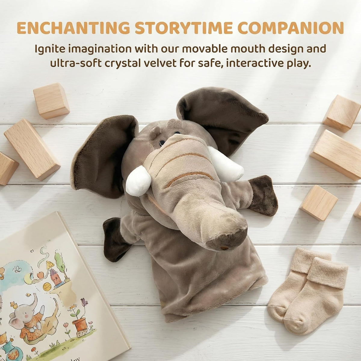 Animal Hand Puppets for Kids - New Elephant - image 4