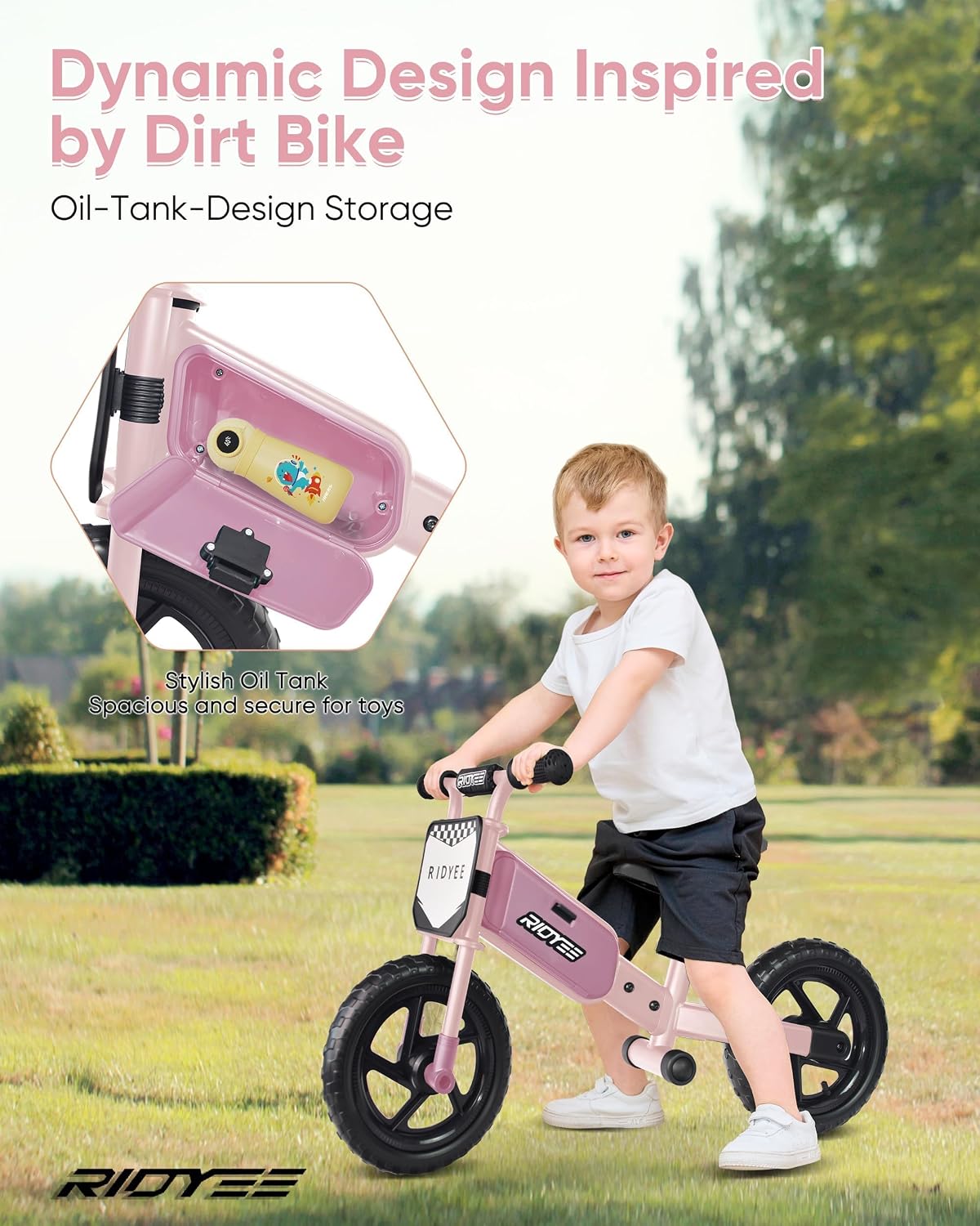 RIDYEE Toddler Balance Bike 2 Year Old - PinkSport - image 2