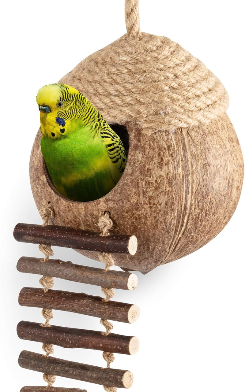 andwe Coconut Bird Nest Hut with Ladder – Essentials for Birds
