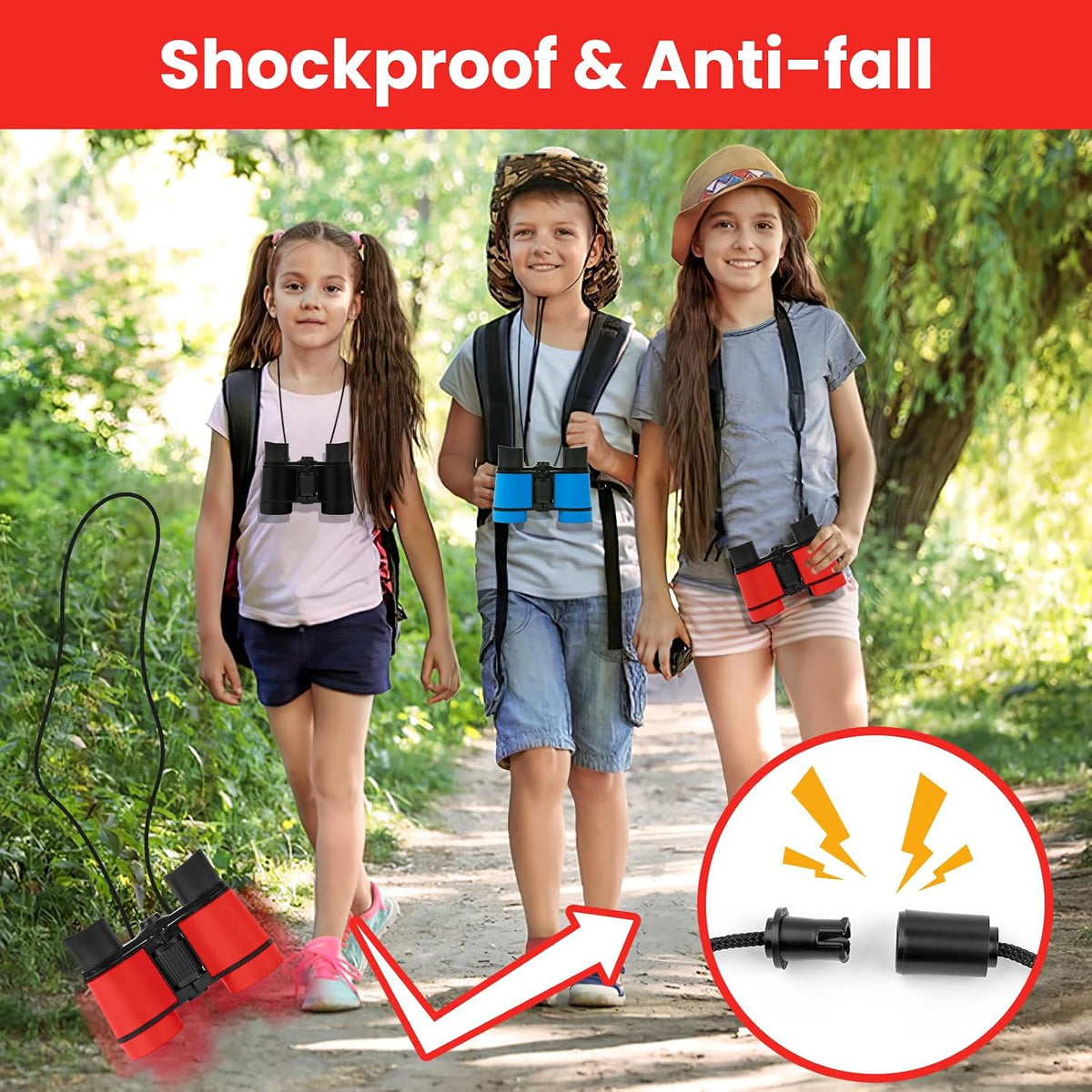 Dr. Anison kids binoculars set in blue with canvas bag and neck strap - view 14