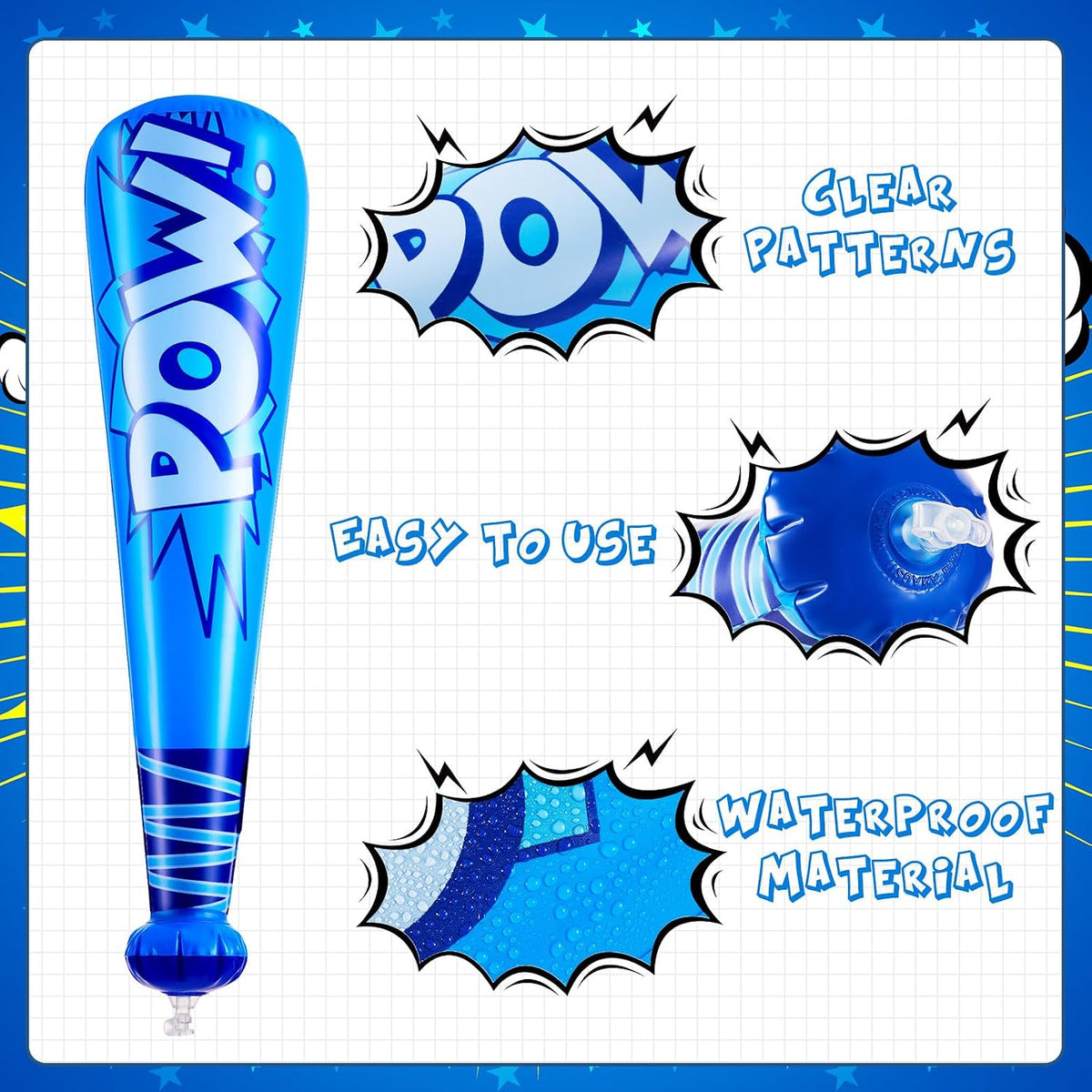 WILLBOND 18 pack 17 inch inflatable baseball bats in red, pink, blue and light blue with pump - view 19