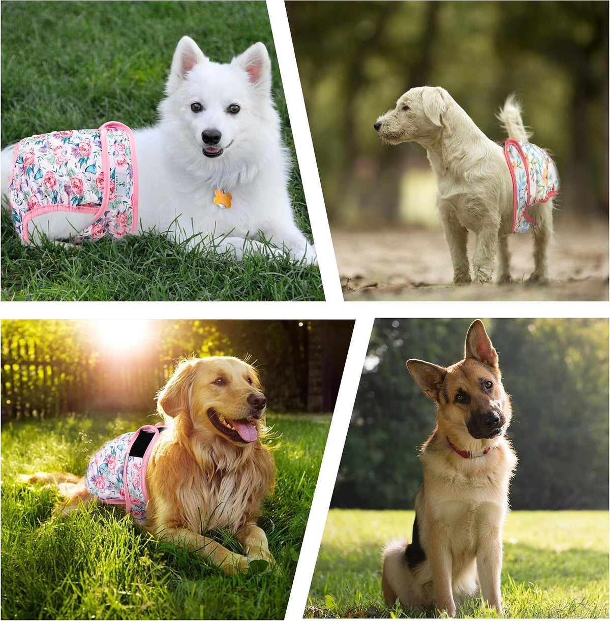 Reusable Dog Diapers Female Washable 3 Pack S Flowers for Heat – Essentials for Dogs - Flowers / S(Newborn-11.5"Waist) / 3 - image 2