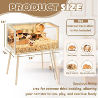 PROLEE Small Animal Cage, Hamster Cage Wooden Roof - 32.0"L x 16.0"W x 40.0"H / Window Roof - image 3