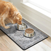 Dog Food Mats for Floors, Absorbent Dog Bowl Mat for Food and Water Dispenser Mat, Quick Dry Cat - Grey / Xl(24"×32") - image 2