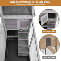 GUTINNEEN Rabbit Hutch Guinea Pig Cage with Double Run Indoor Bunny Hutch Outdoor Rabbit House with Deeper No Leak Trays and Wheels