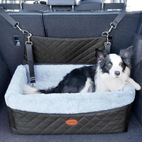 Dog Car Seat for Large/Medium Pet, Anti Slip Bottom Dogs Booster Seat for All Seasons,Pet Travel Bed with Thick Dog Sofa Cushion,2 Safety Leashes(Black)