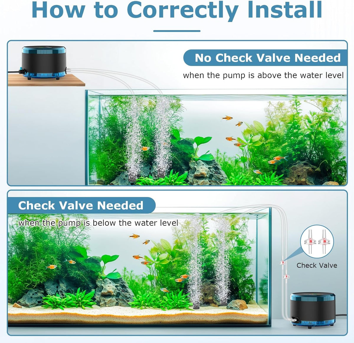 hygger Aquarium Air Pump Dual Outlet - 8W (Up to 200 Gallon) - image 3