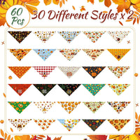 Pack of 60 Thanksgiving fall dog bandanas in 30 patterns made of polyester - view 4